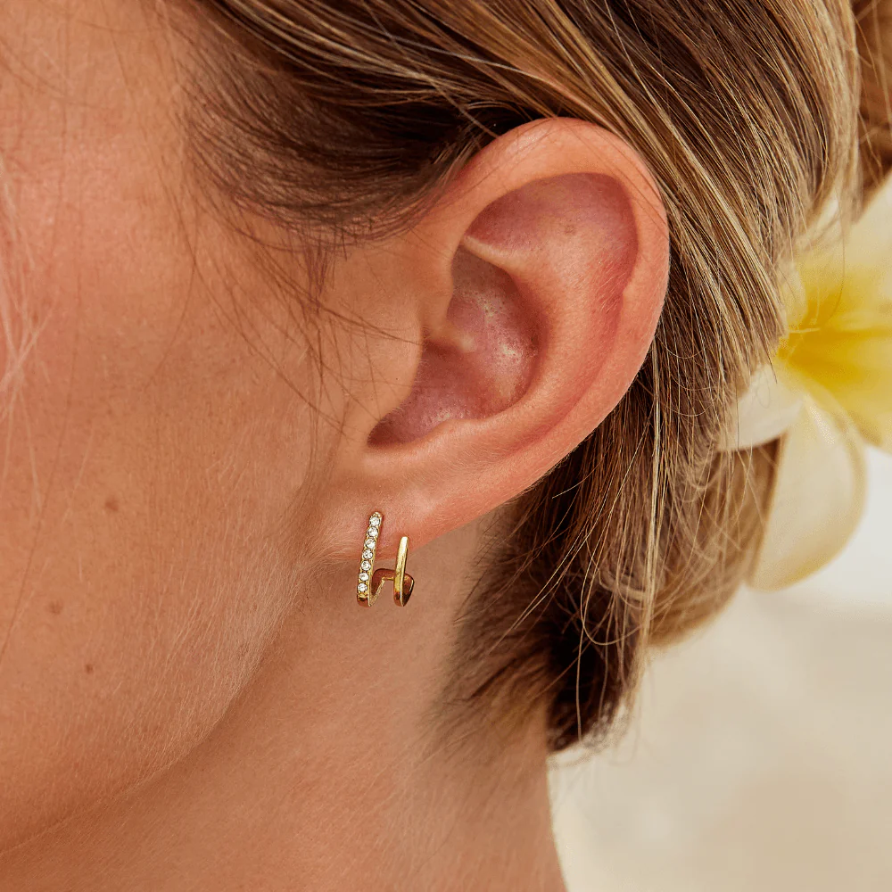 18K Gold & Crystal Claw Earrings - Image 5