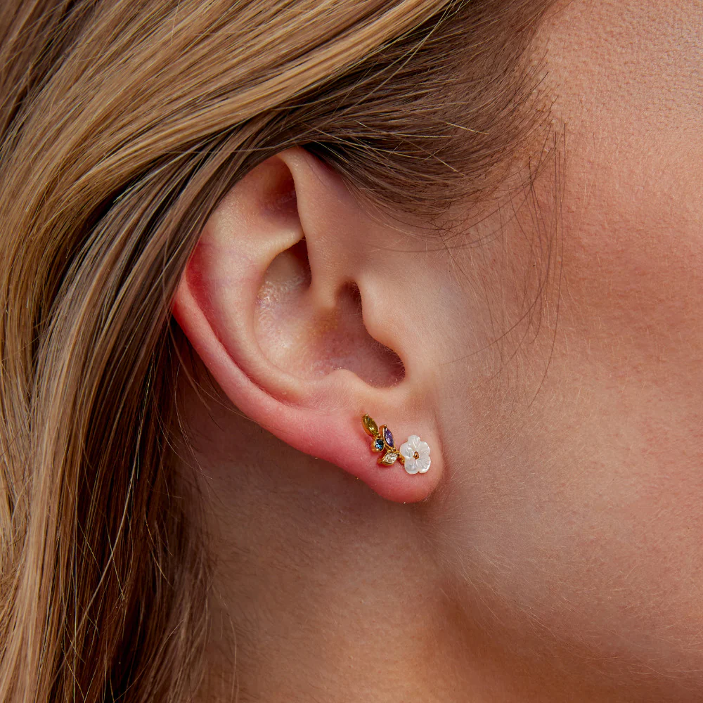 Crystal White Blossom Earrings - Image 2