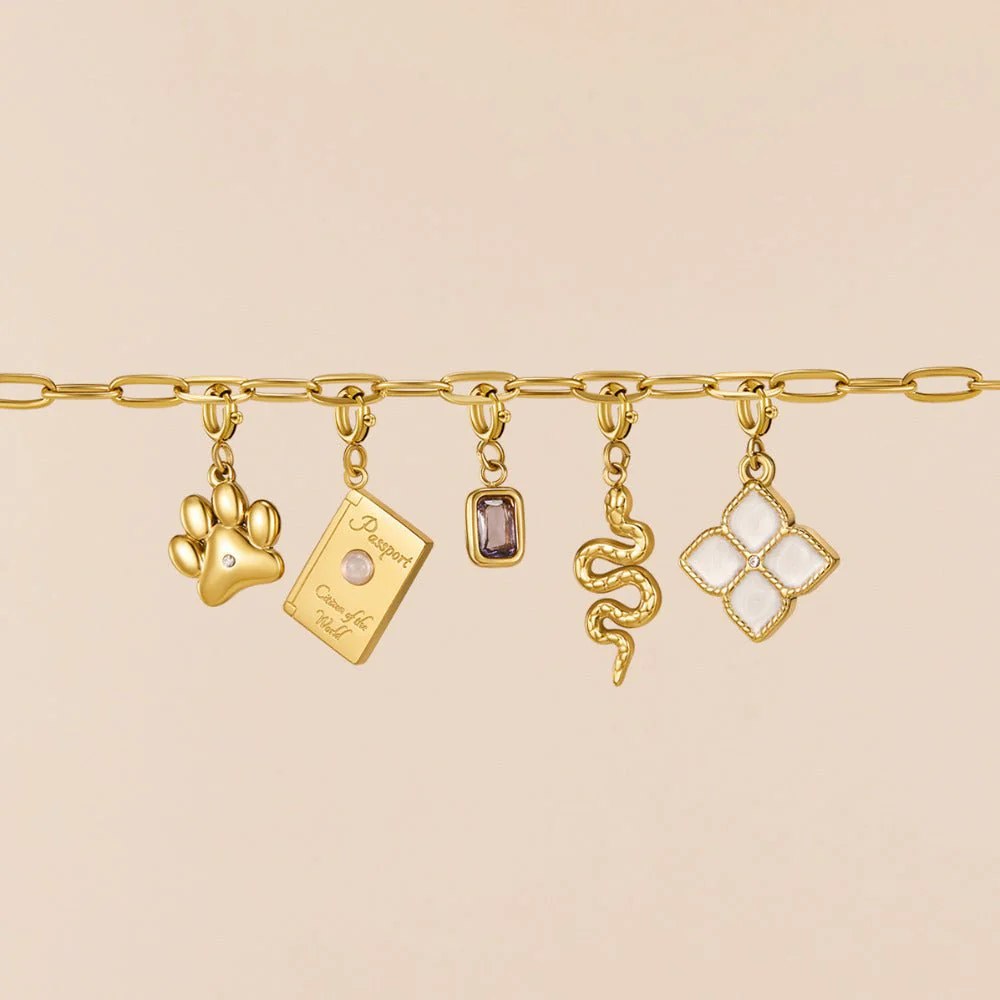 18K Gold Paperclip Charm Necklace - Image 6