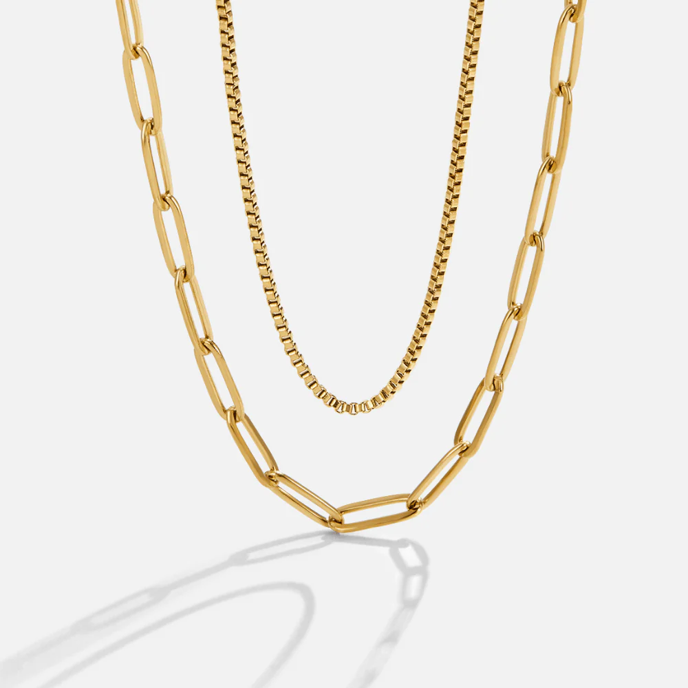 Amanda Layered Gold Chain Necklace - Image 4