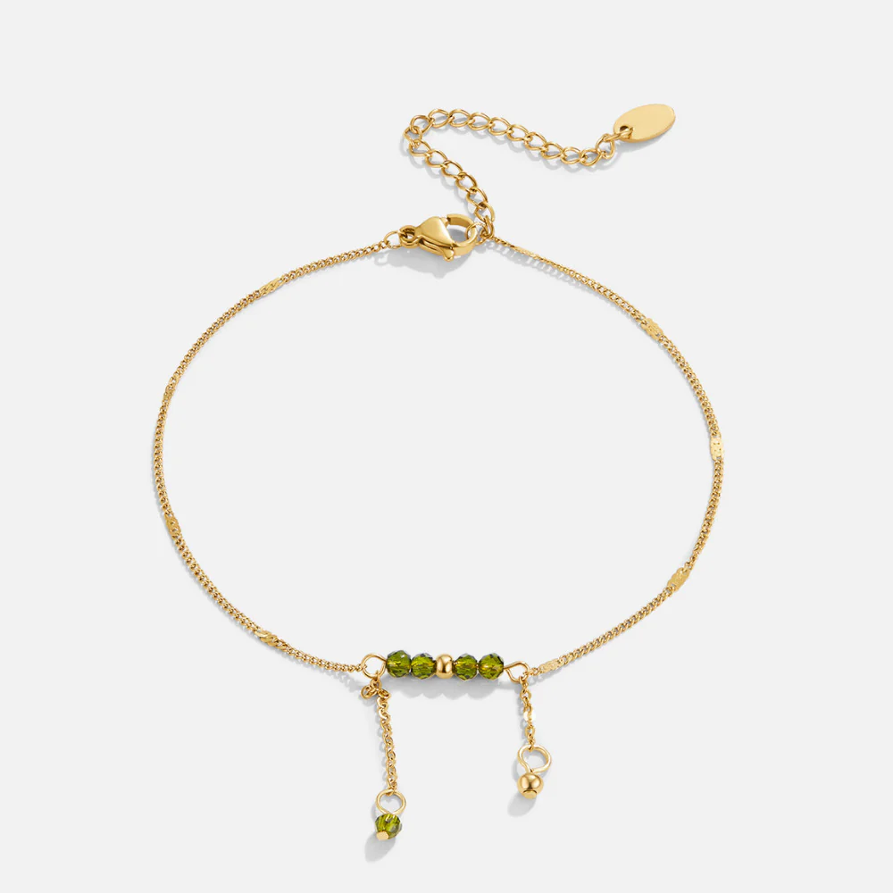 Arizona Green Bead Tassel Anklet - Image 4