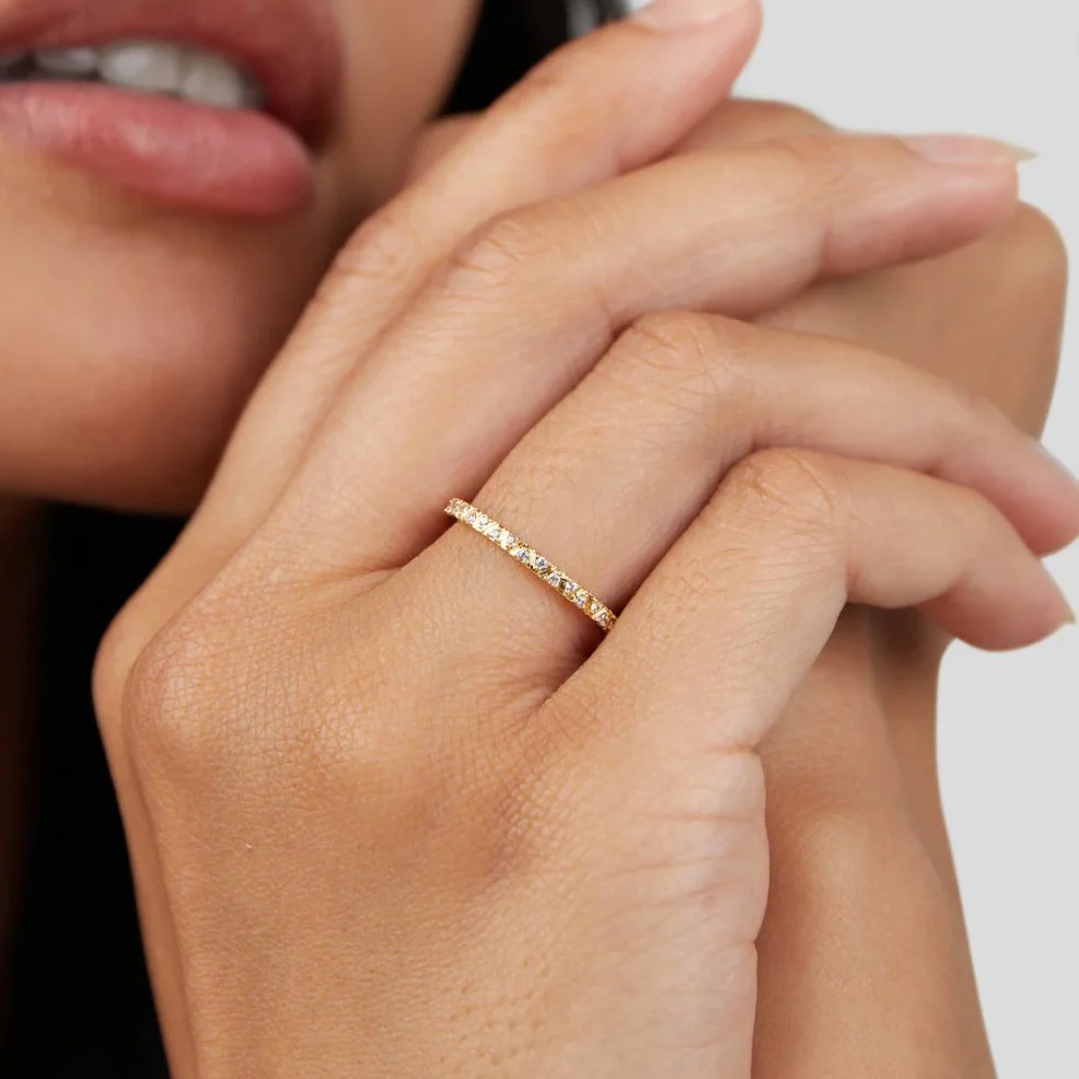 Arquette Gold & Crystal Band Ring - Image 3