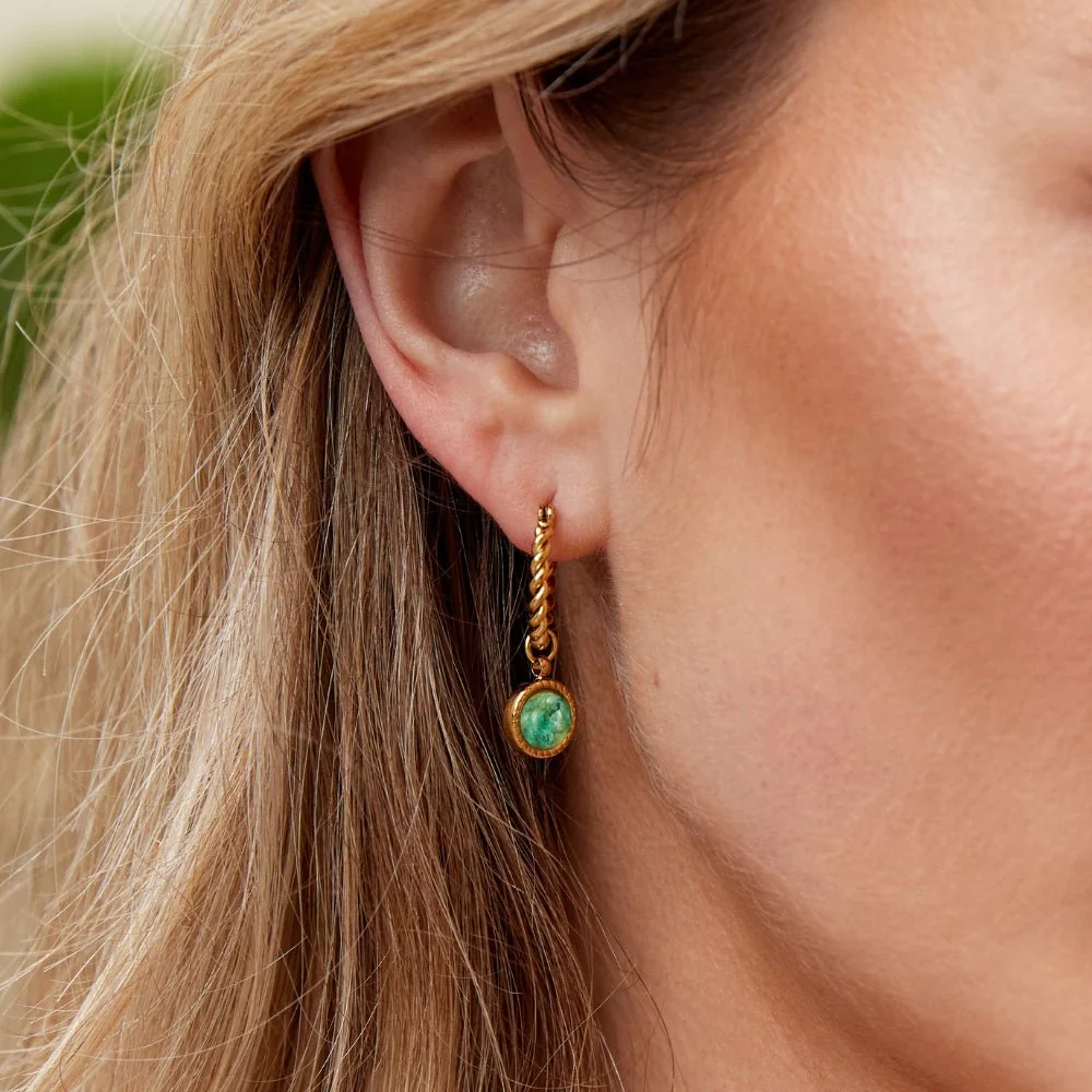 Aventurine Twisted Hoop Earrings - Image 2