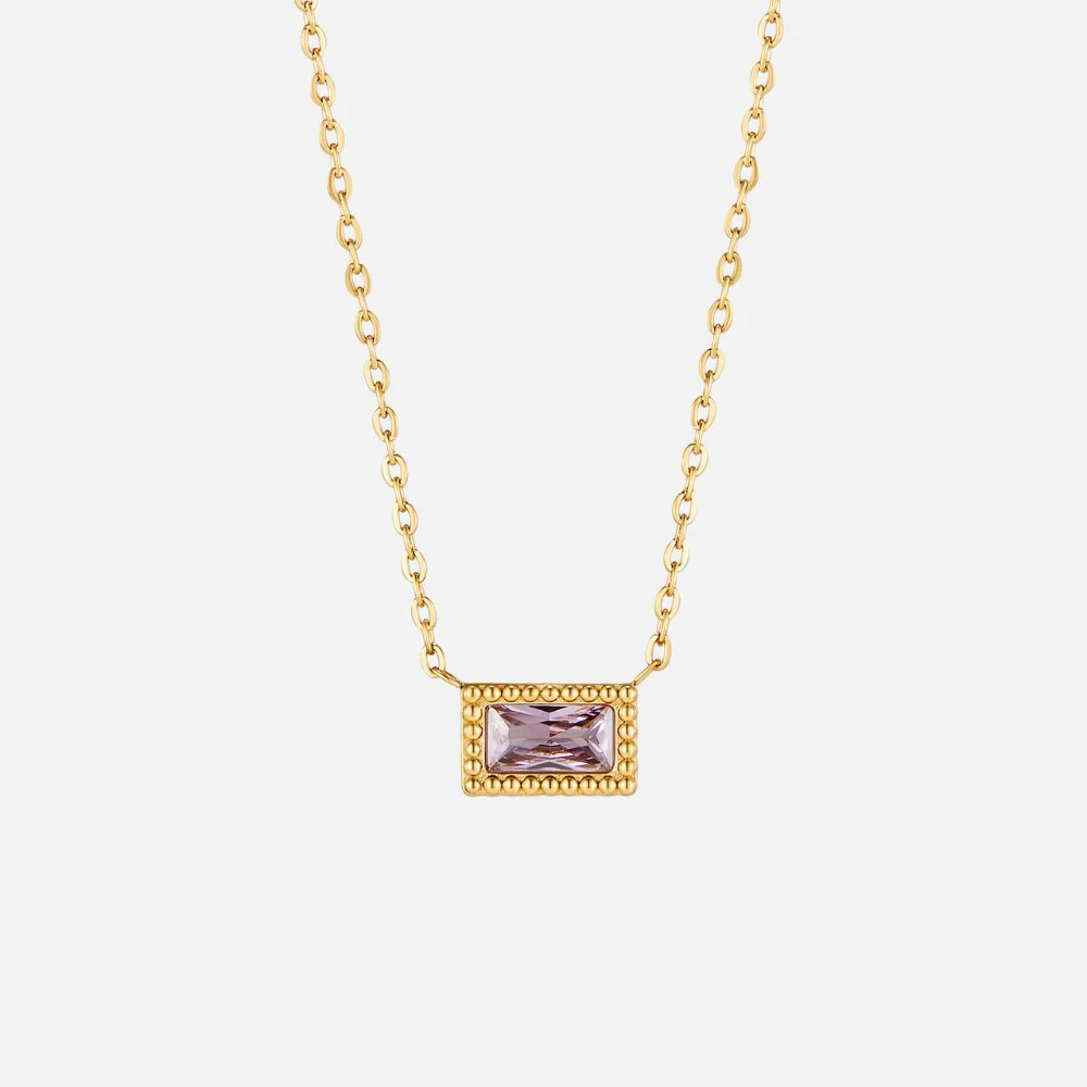 Baguette Birthstone Necklace - Image 4