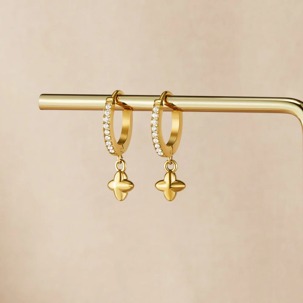 Bubble Petal Drop Hoop Earrings - Image 3