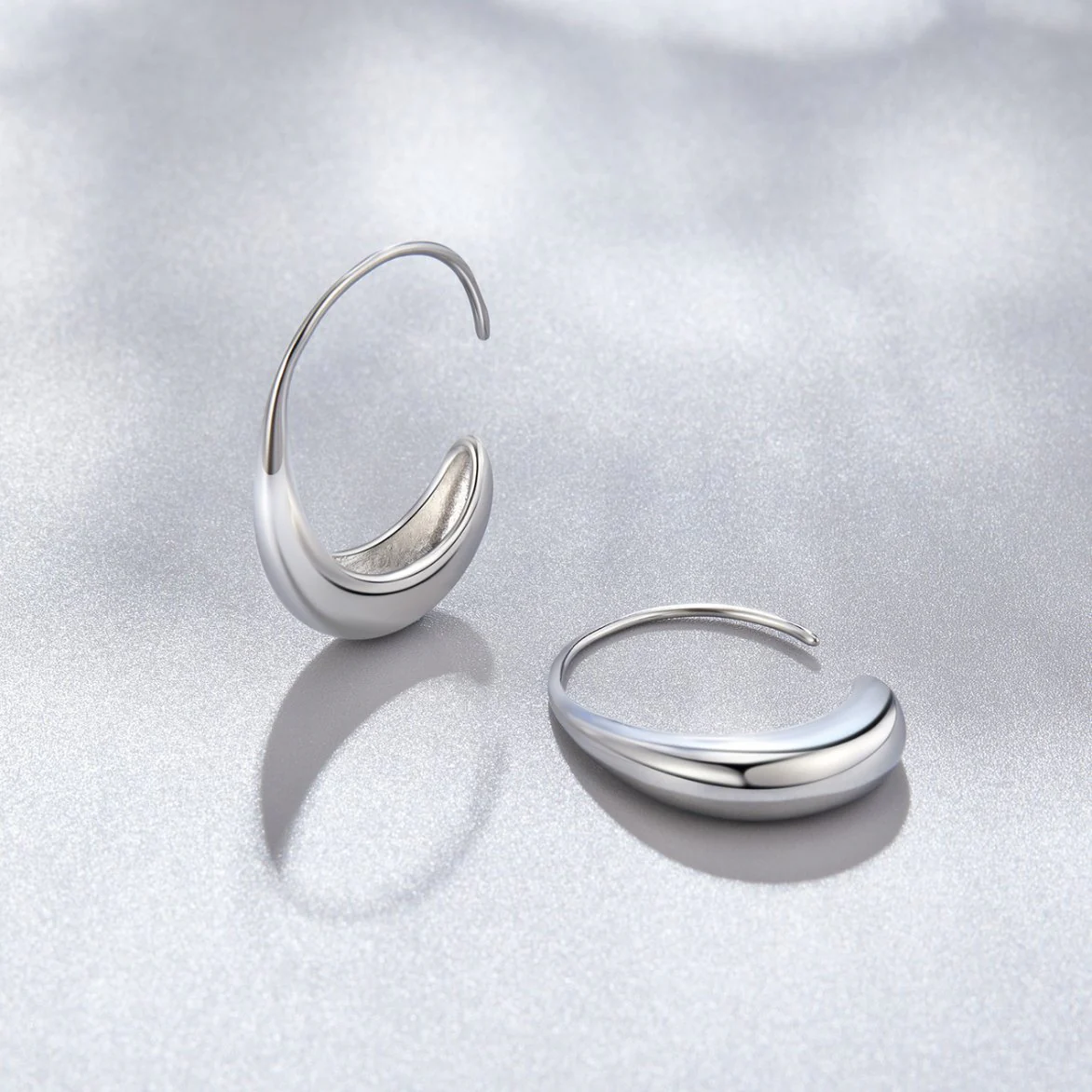 Classic Silver Drop Hoop Earrings - Image 3