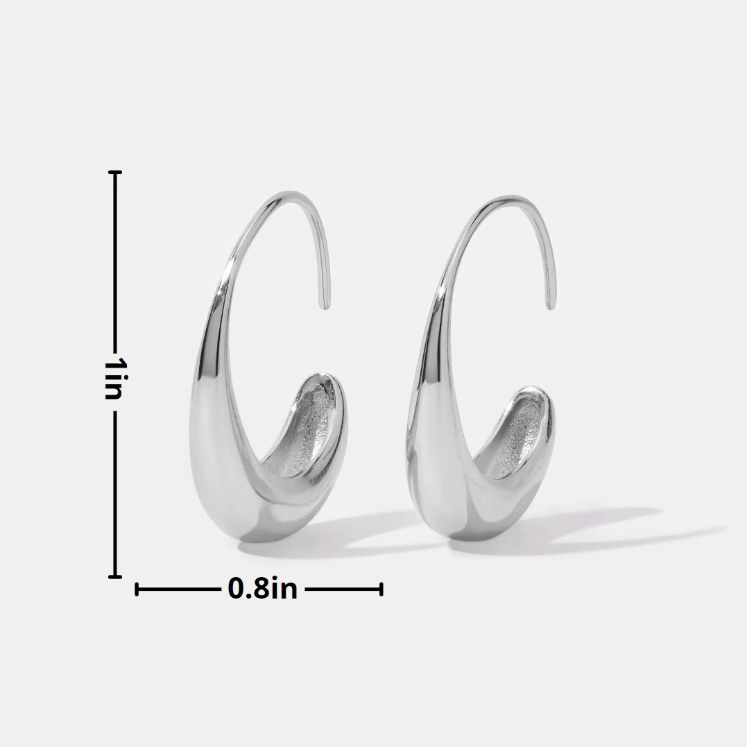Classic Silver Drop Hoop Earrings - Image 5