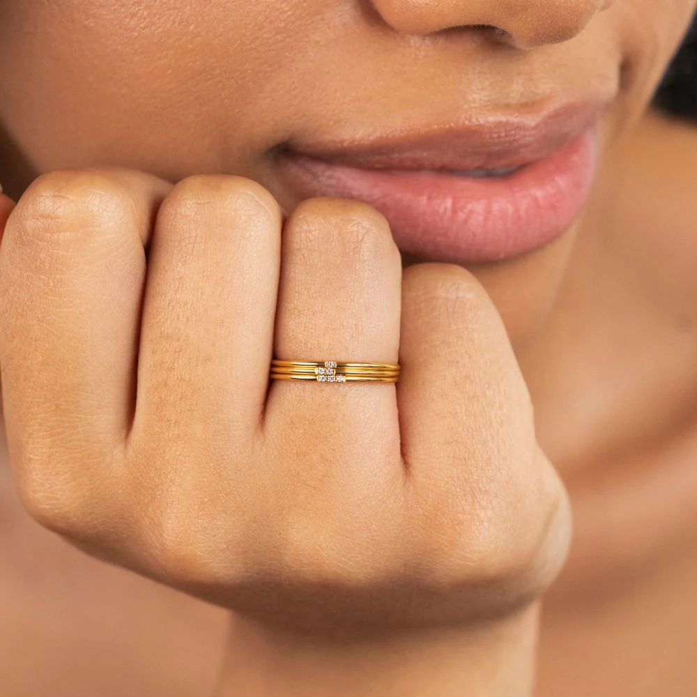 Eula Gold & Crystal Band Ring Set - Image 2