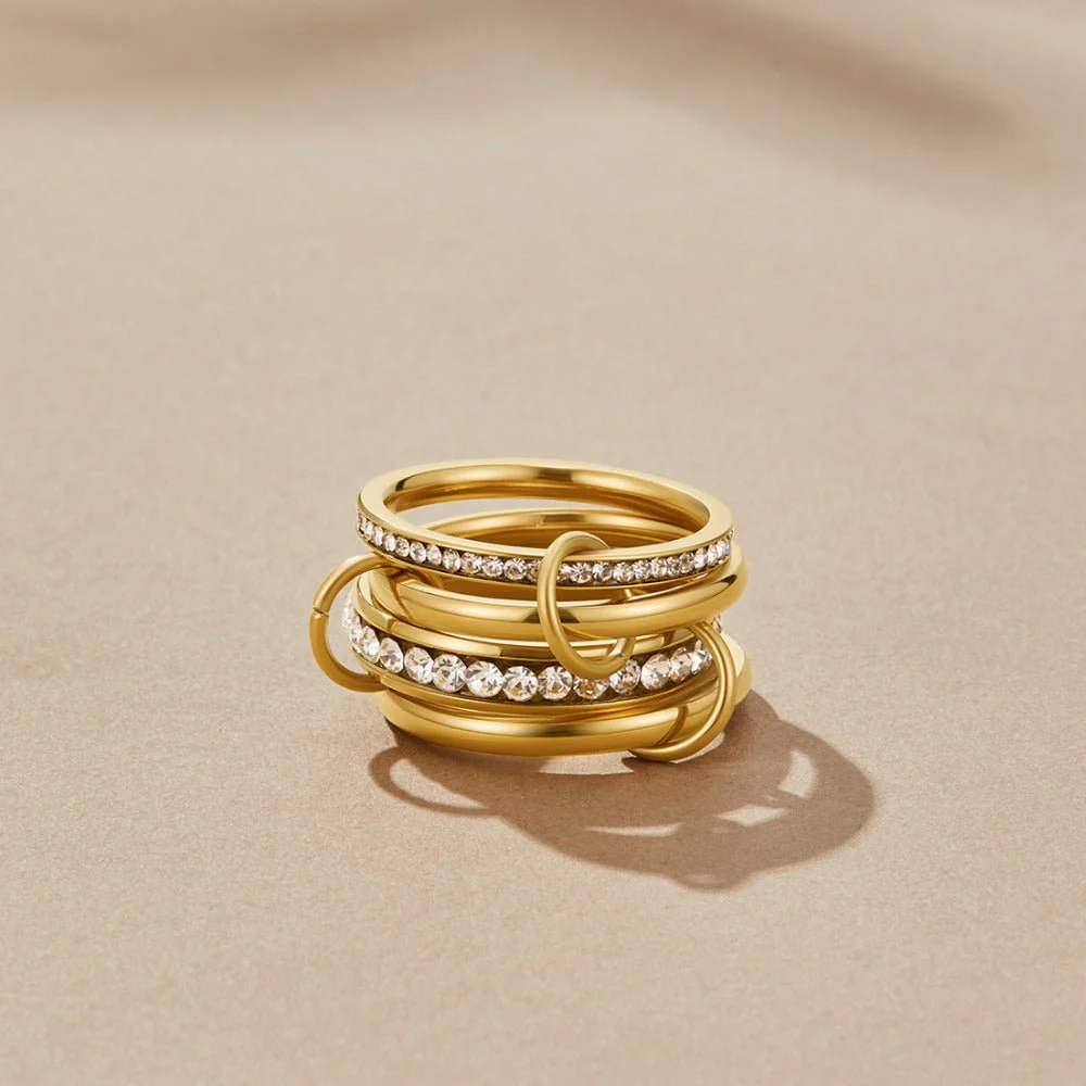 'Forever' Link Crystal & Gold Ring