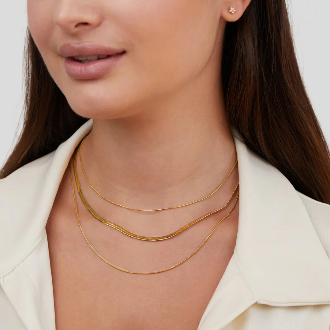 Gold Multi-Layered Chain Necklace - Image 3