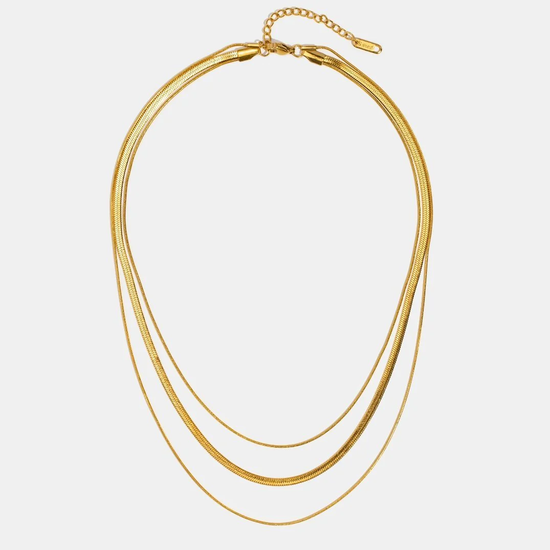 Gold Multi-Layered Chain Necklace - Image 4
