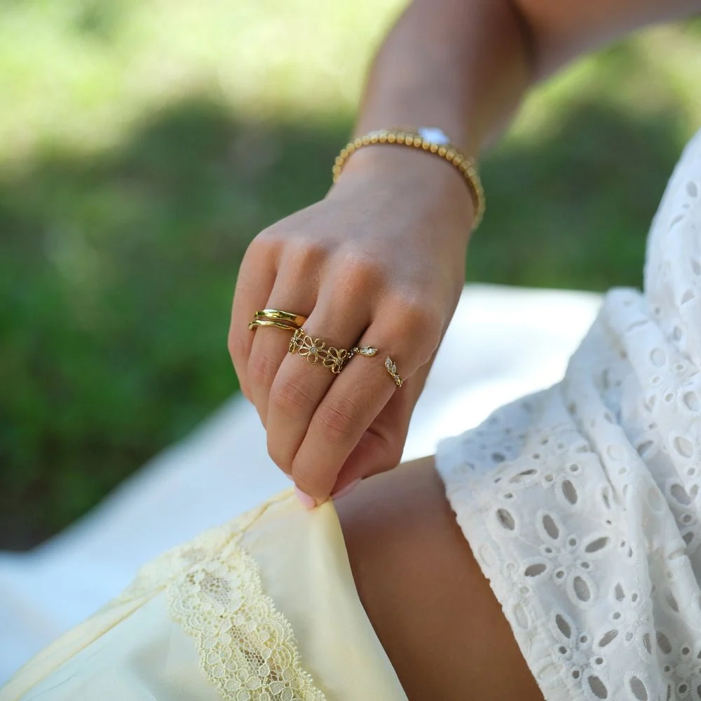 Golden Wildflower Infinity Ring - Image 2