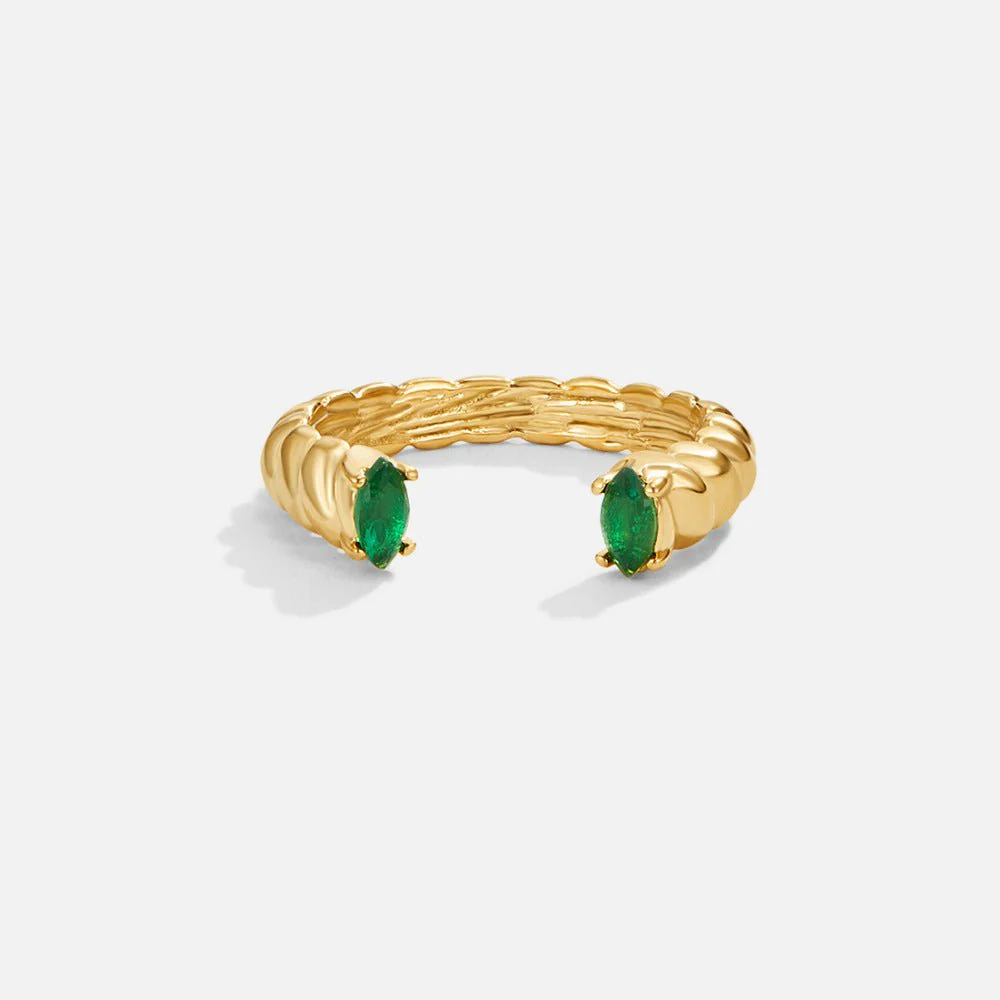 Green Emerald Cuff Ring - Image 3