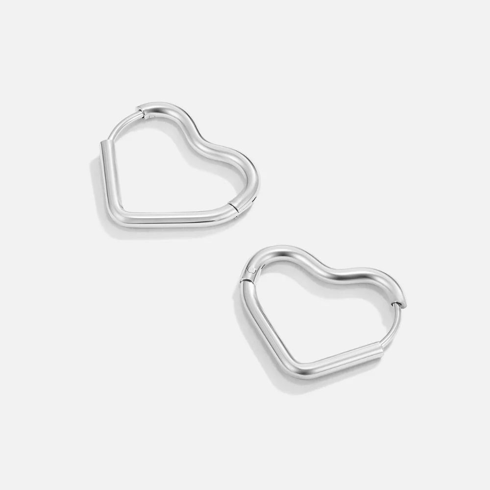 Heart Silver Hoops - Image 7