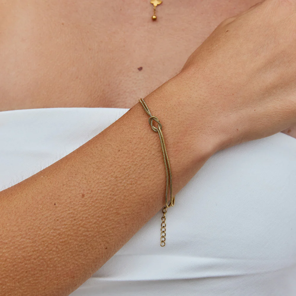 Knotted Gold Chain Bracelet - Image 2