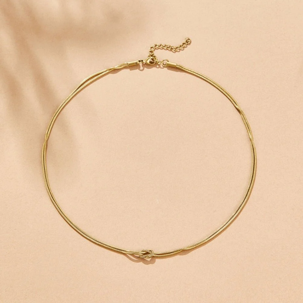 Knotted Gold Chain Necklace - Image 3