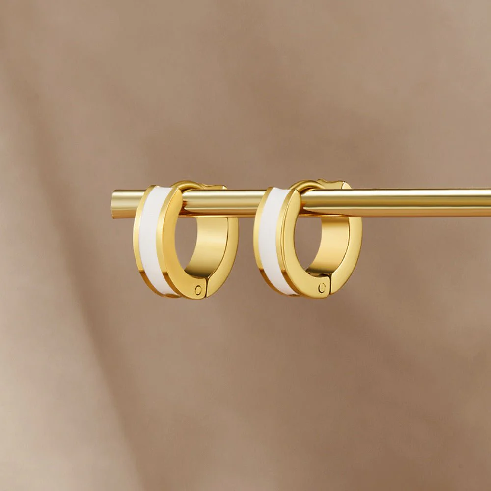 Leigh White Hoop Earrings