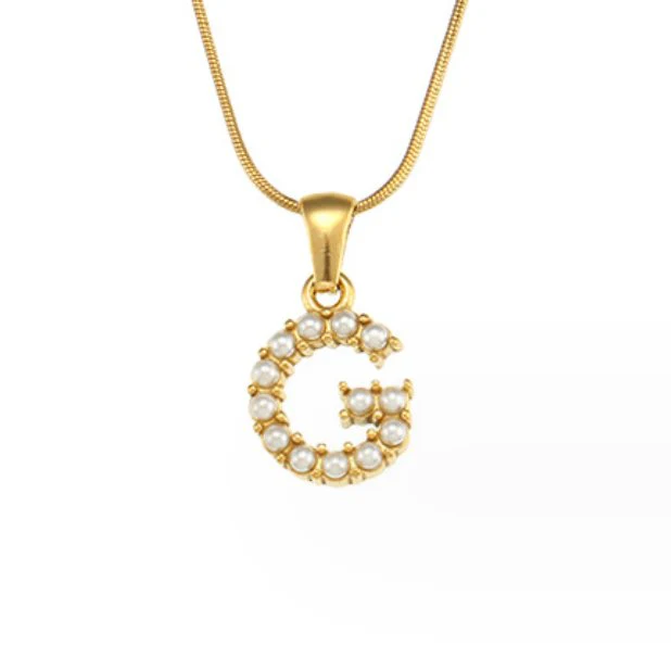 Letter Pearl Charm Necklace - Image 15