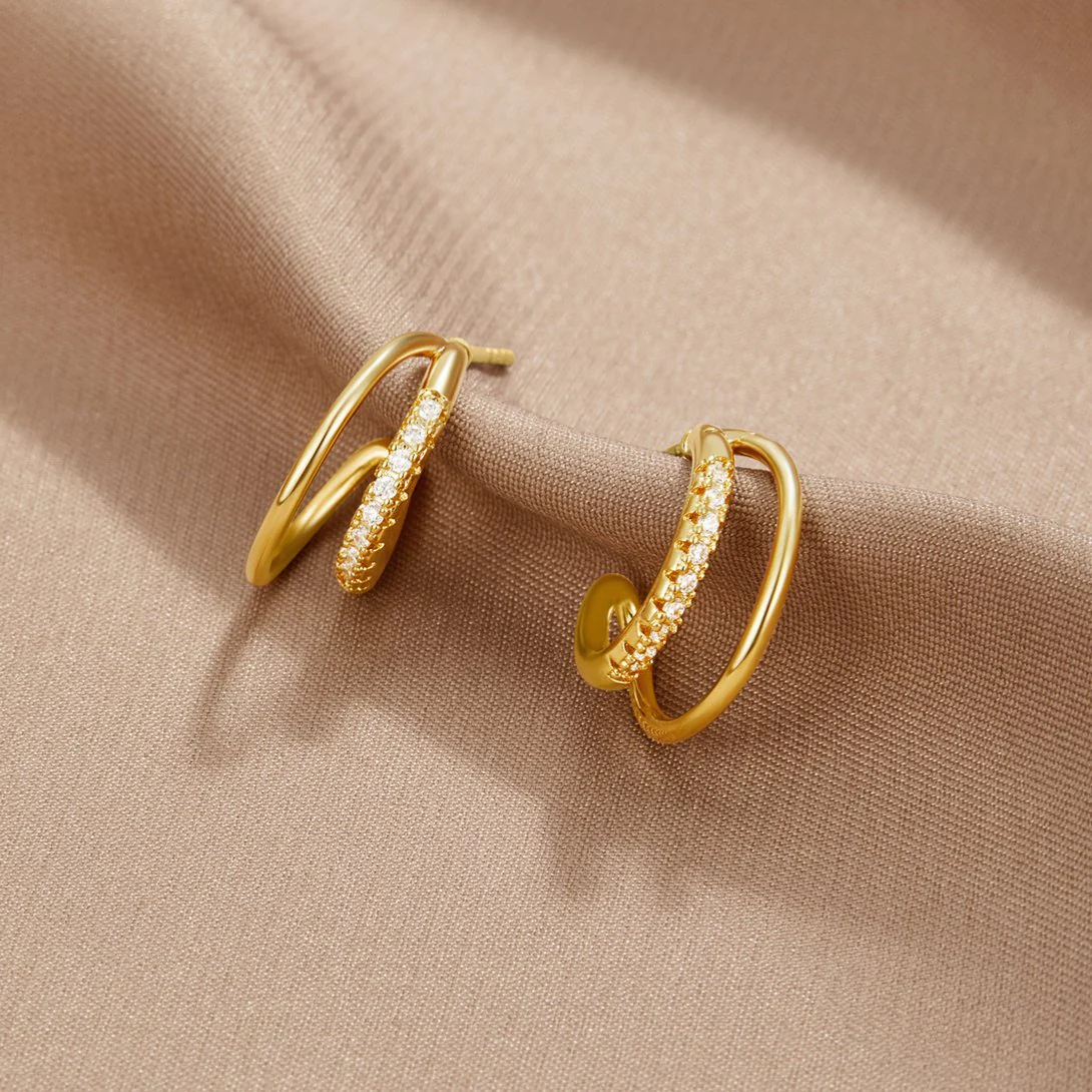 Leyla Crystal Double Hoop Earrings - Image 3
