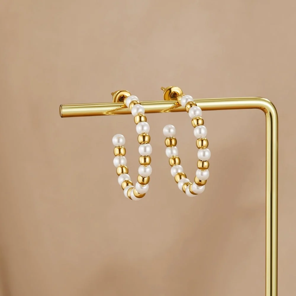 Maia Pearl & Gold Bead Earrings