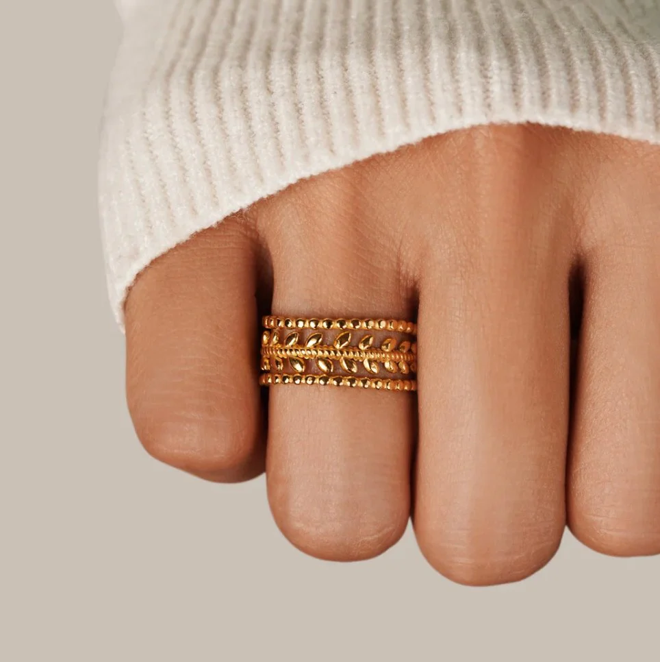 Marissa Layered Gold Leaf Ring - Image 2