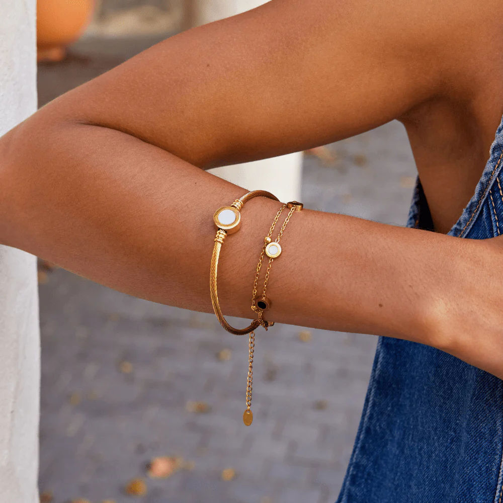 Melinda Gold Rotatable Bangle - Image 5