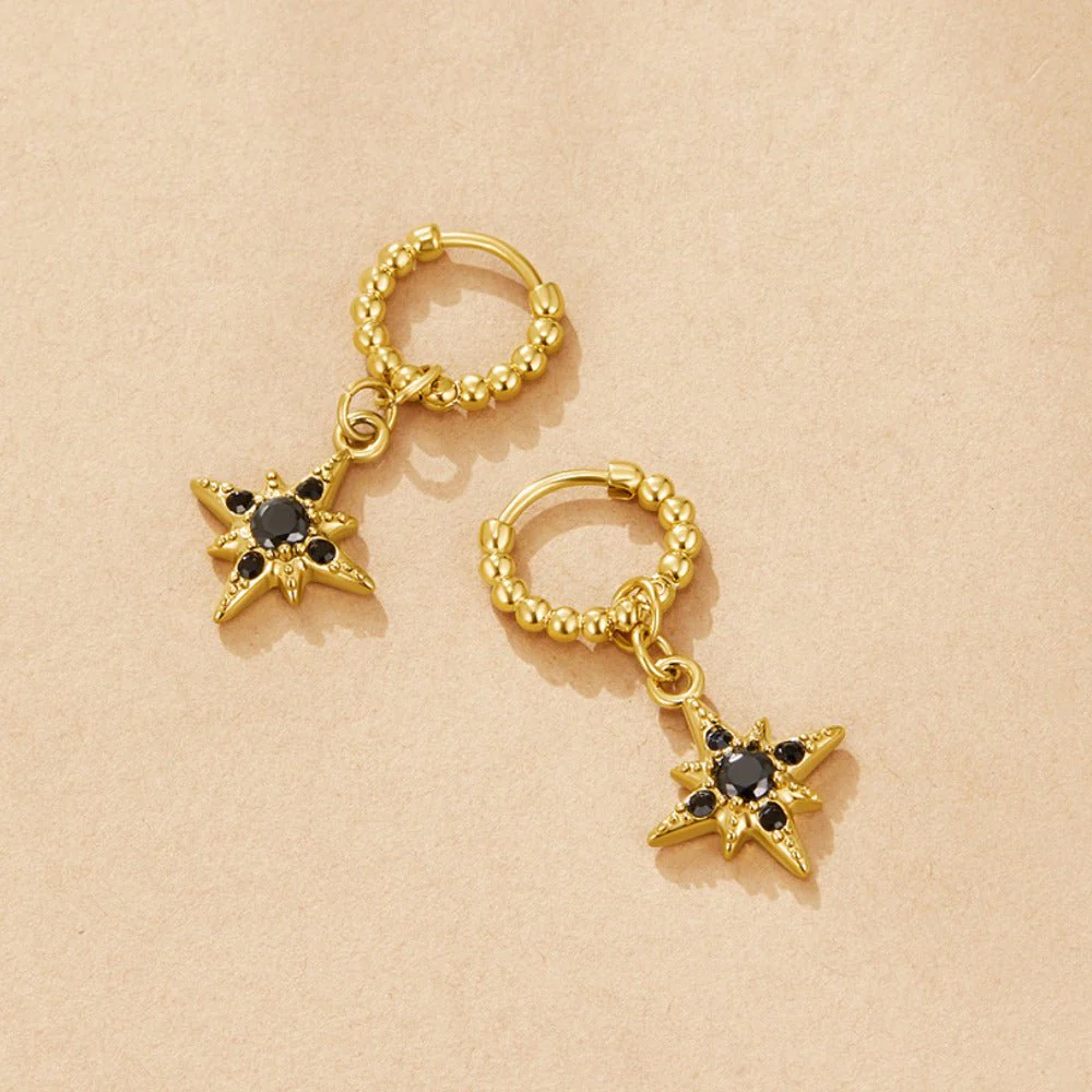 Midnight Luxe Drop Hoop Earrings
