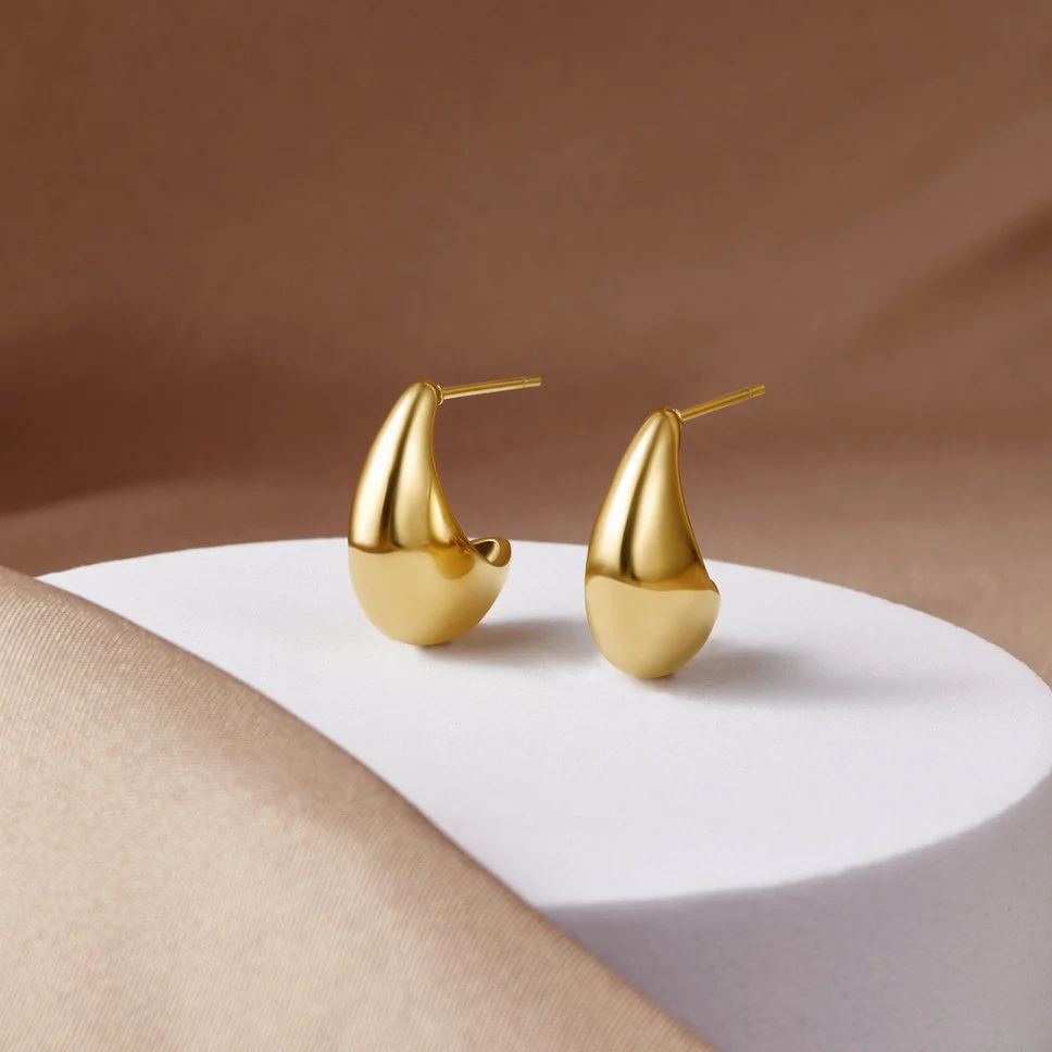 Mini Curved Gold Hoops - Image 4