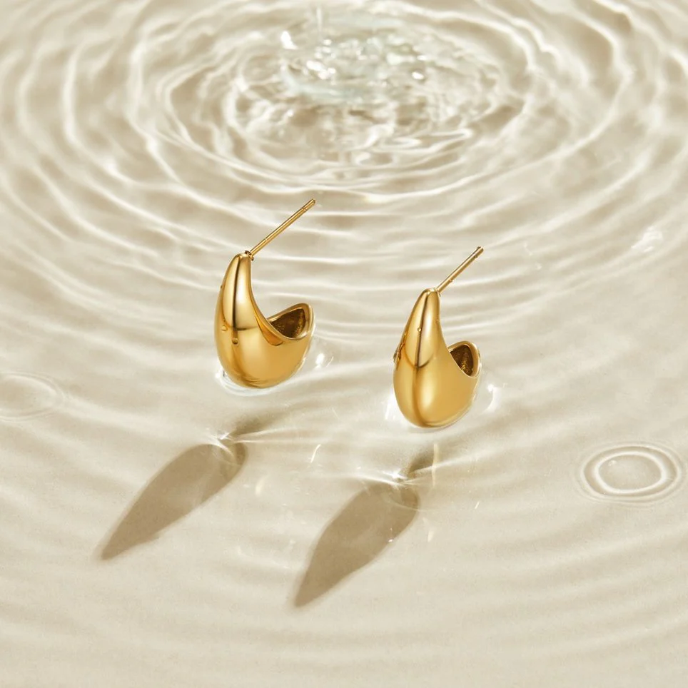 Mini Curved Gold Hoops - Image 5