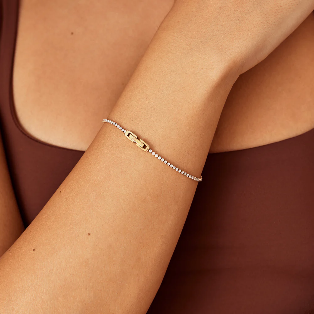 Niyah White Crystal Gold Bracelet - Image 2