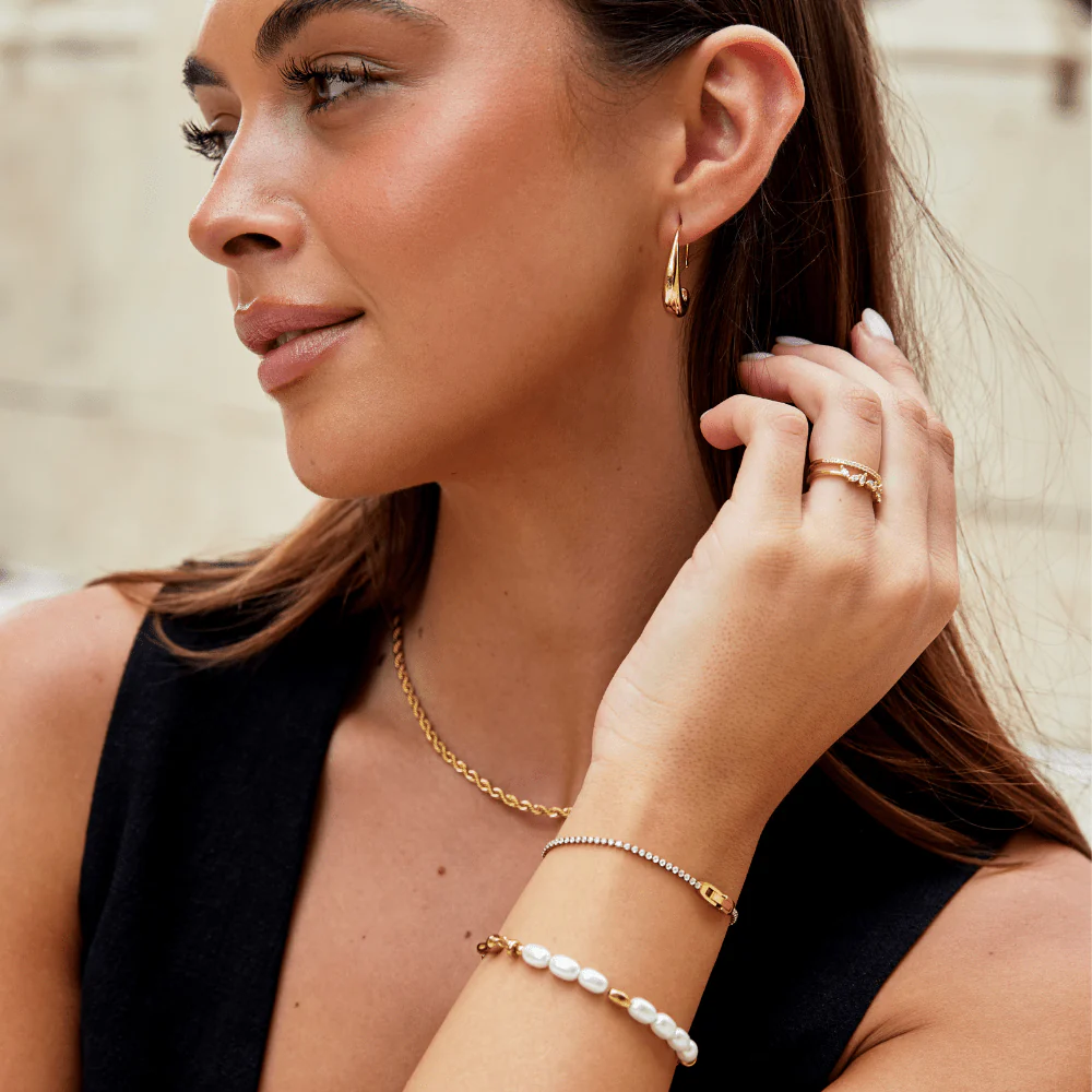Niyah White Crystal Gold Bracelet - Image 3