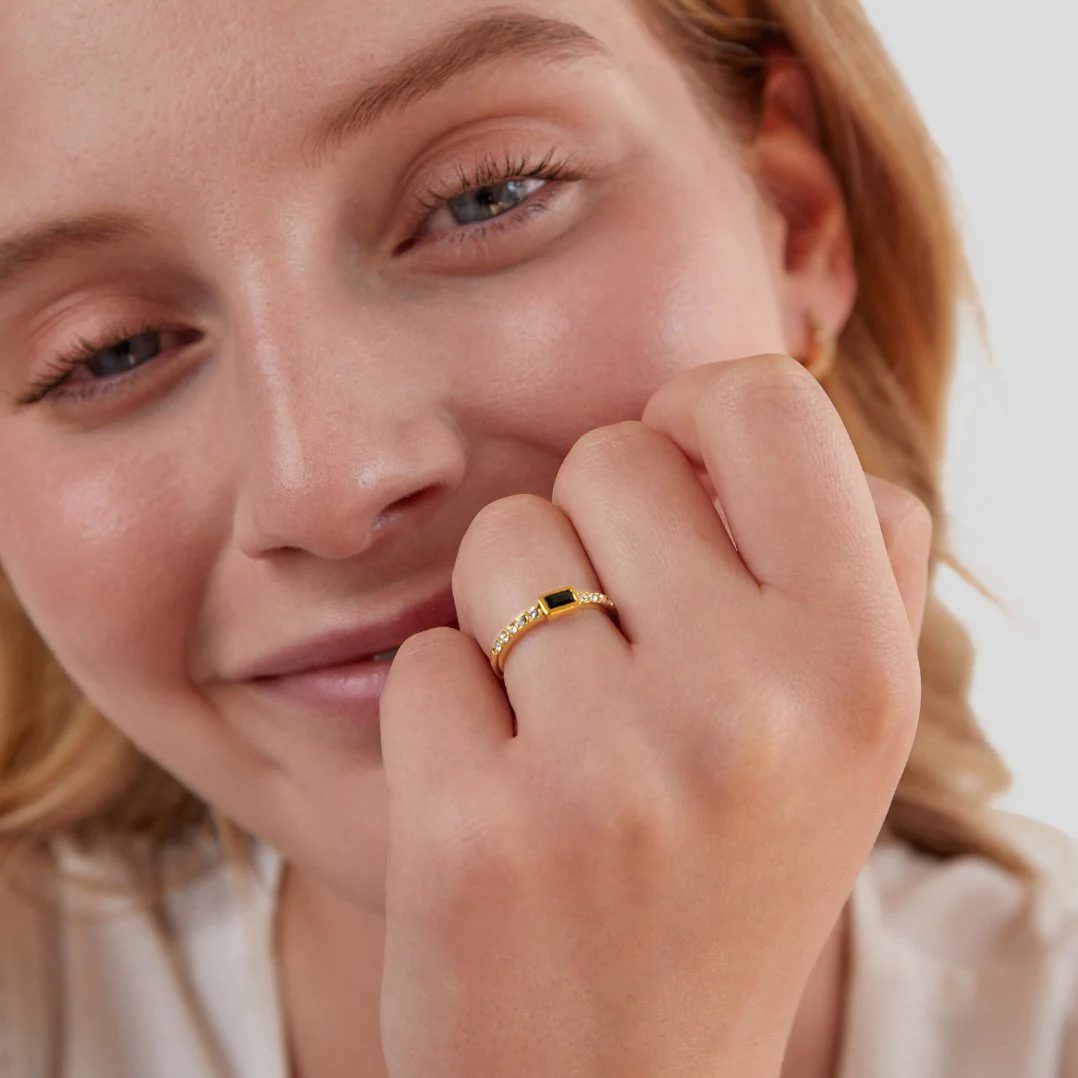 Onyx Black Crystal Ring - Image 4