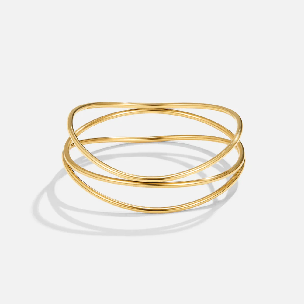 Sabrina Gold Layered Bangle - Image 3