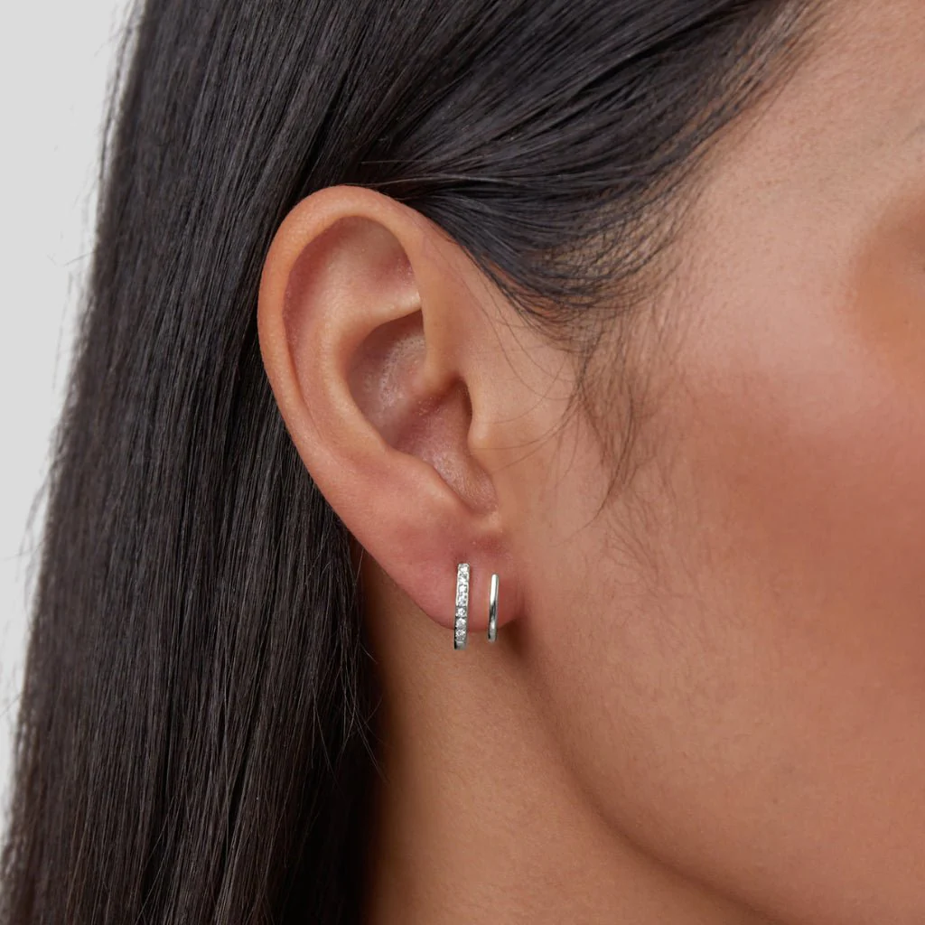 Silver & Crystal Claw Earrings - Image 2
