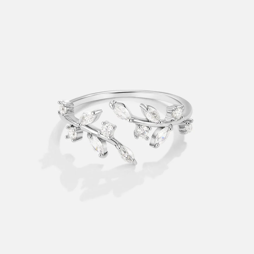 Silver Crystal Vine Ring