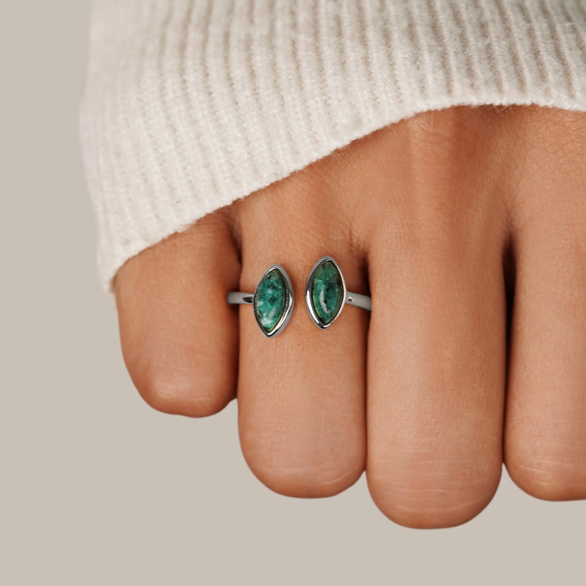 Silver Jade Green Wrap Ring - Image 2