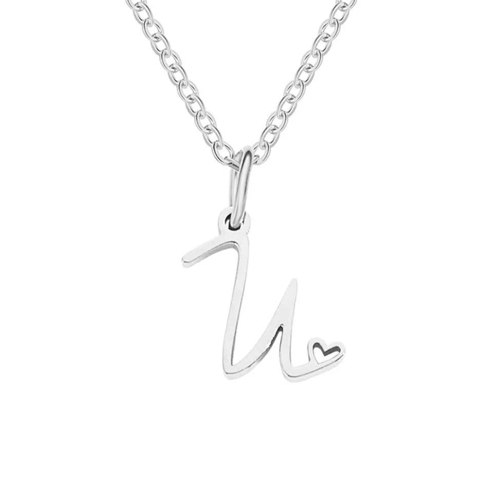 Silver Letter Heart Necklace - Image 25