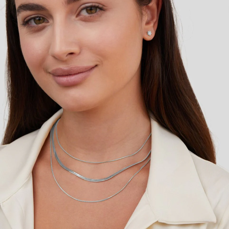 Silver Multi-Layered Chain Necklace - Image 3