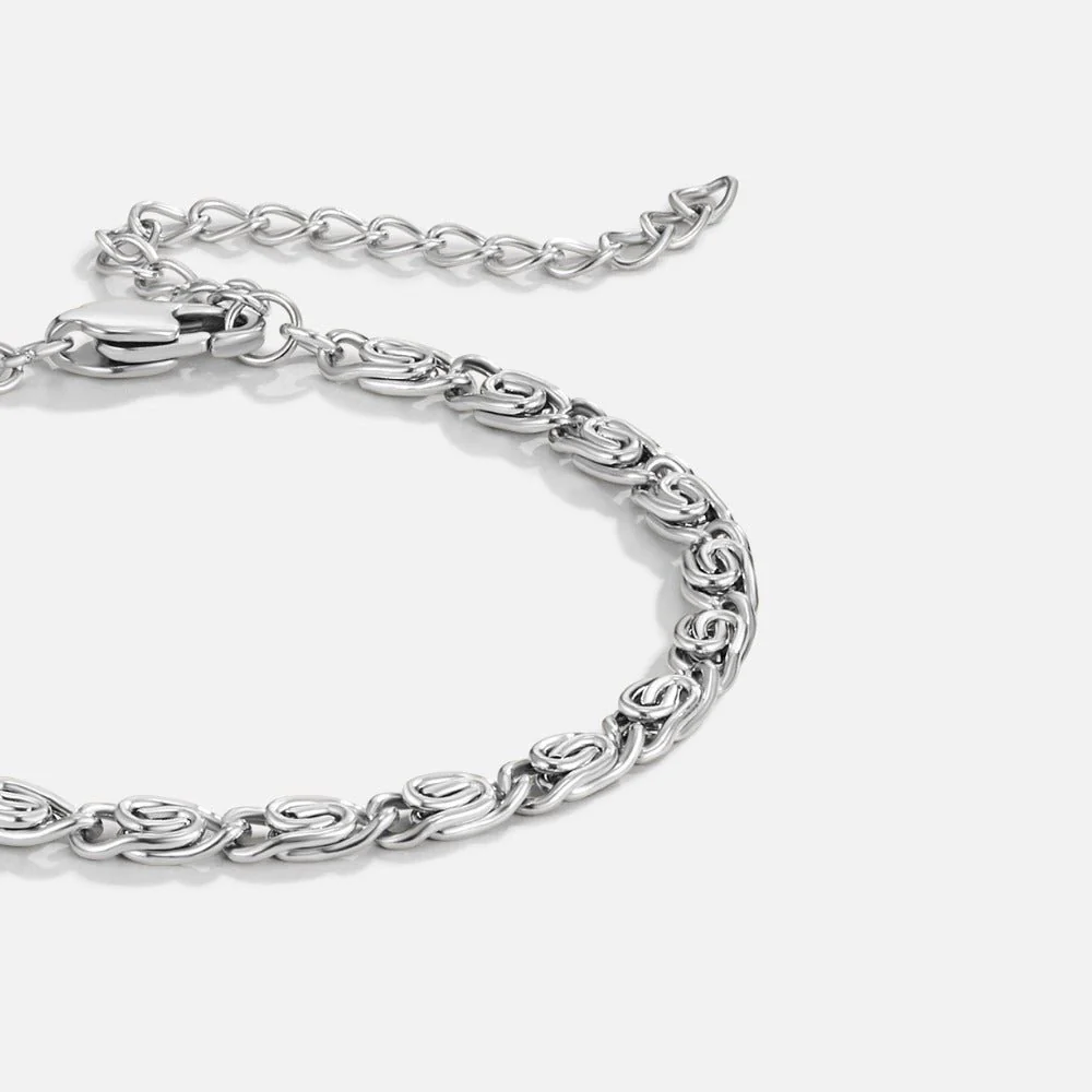 Silver Swirl Link Chain Bracelet - Image 3