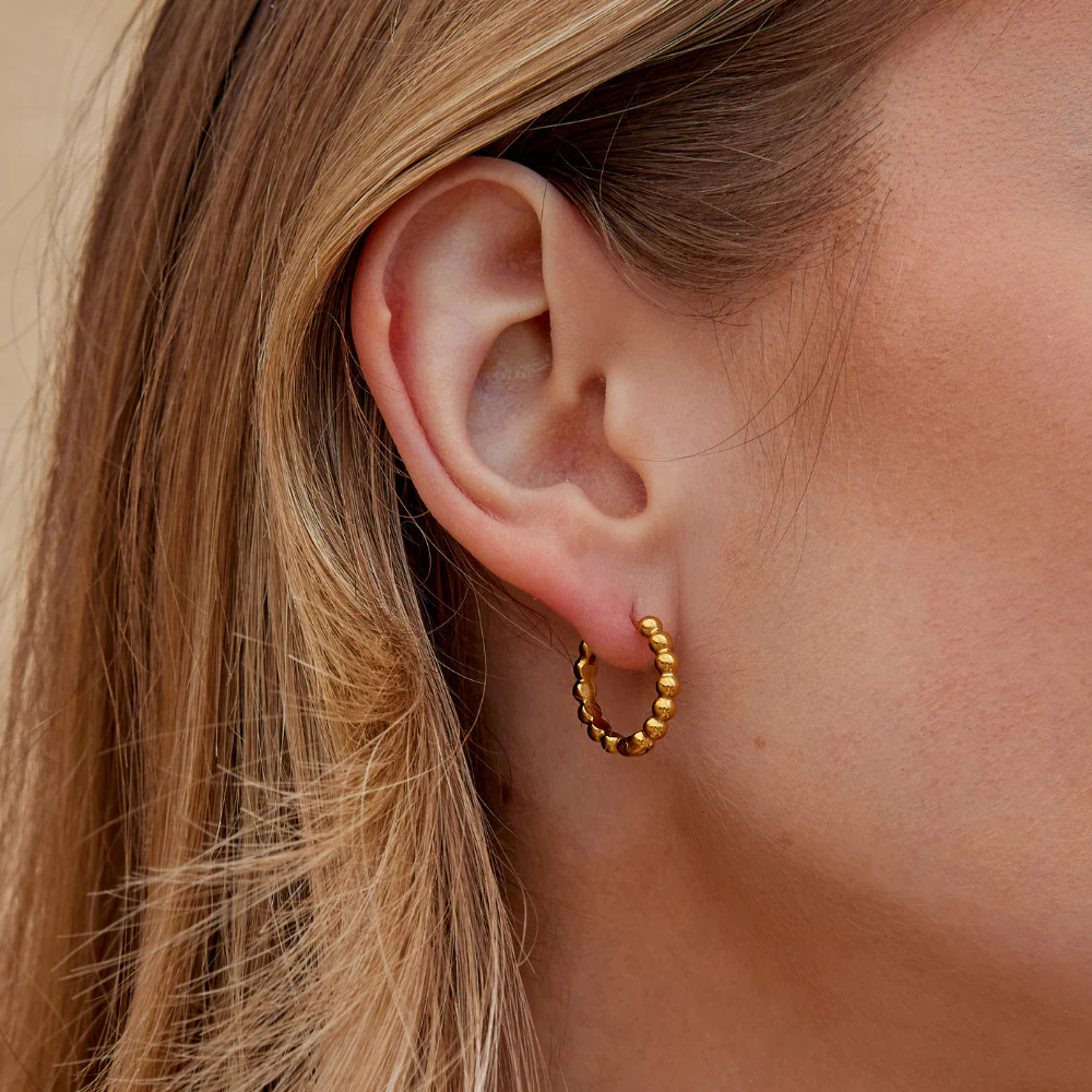 Soraya Gold Bead Hoop Earrings - Image 2