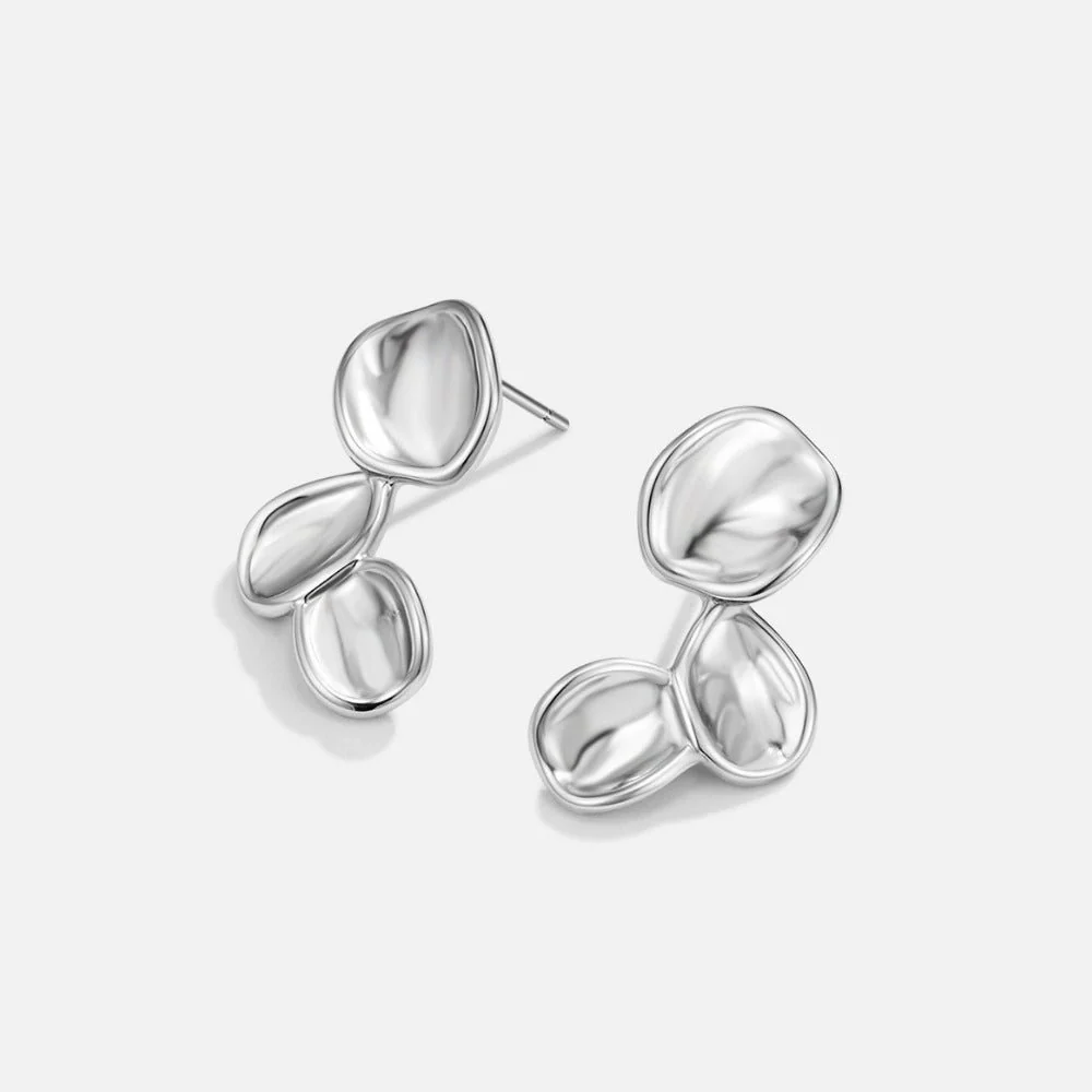 Tori Silver Petal Drop Earrings - Image 3