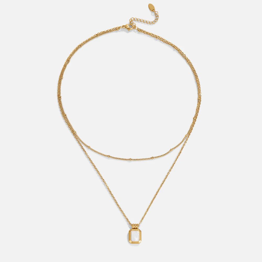 Valerie Layered White Pendant Necklace - Image 4