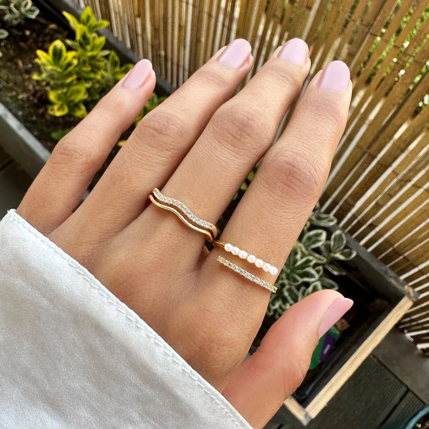 “Wrap Me” Pearl & Crystal Ring - Image 3